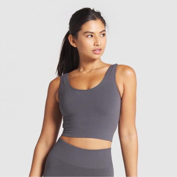 Gymshark Tops - Gymshark Power Down Crop Vest - Charcoal